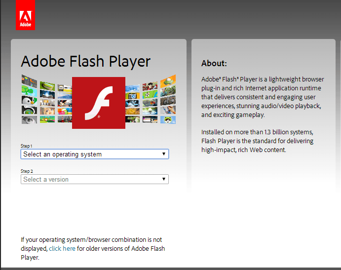 adobe flash player download windows 2008 r2