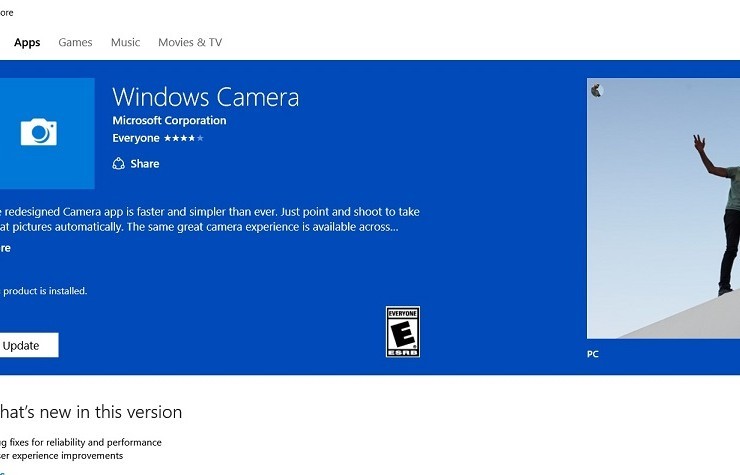Windows Camera App for Windows 10 Squashes Some Bugs