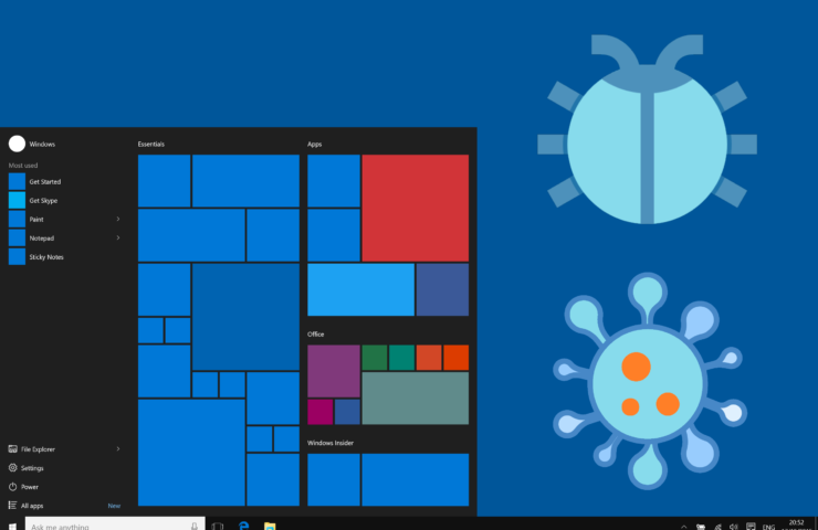 Windows 10 desktop and viruses