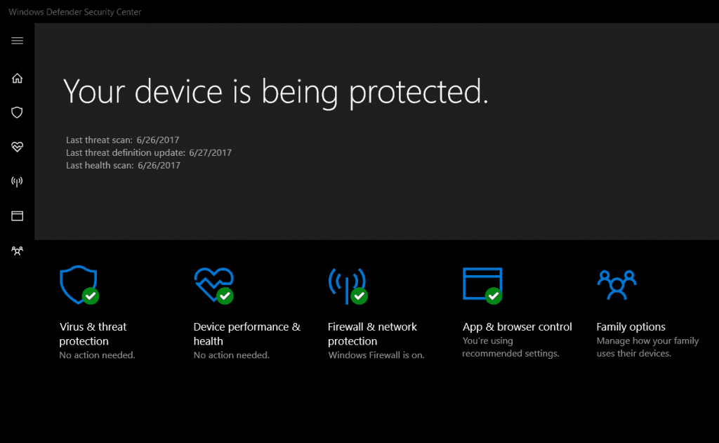 Windows Defender Security Center