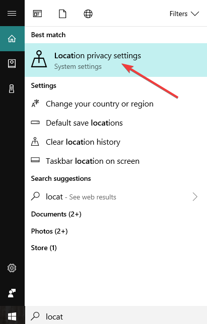 change location privacy settings windows 10