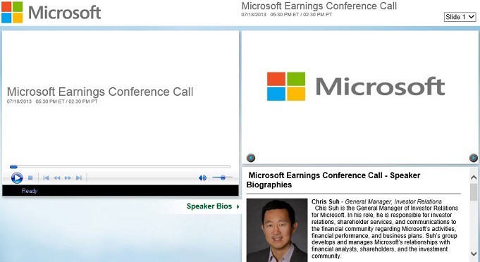 watch live microsoft earnings conference call