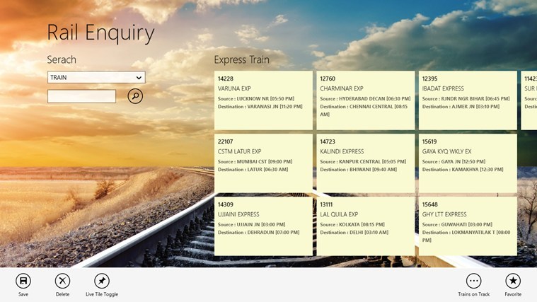 windows 8 travel app railways enquiry