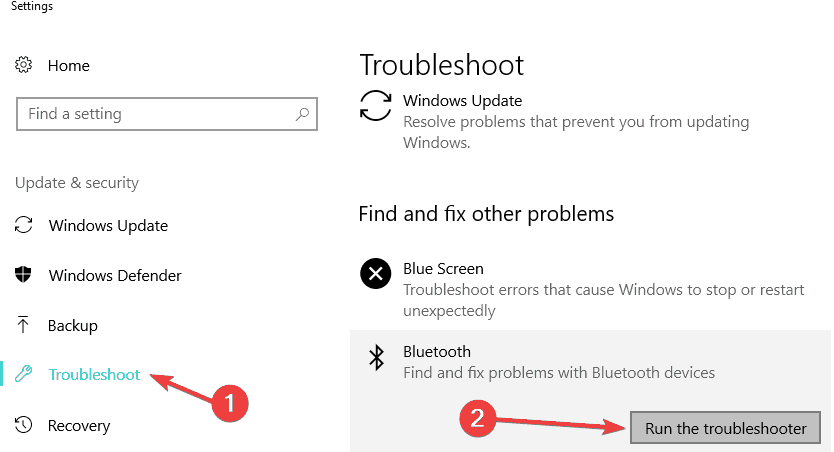 bluetooth troubleshooter windows 10
