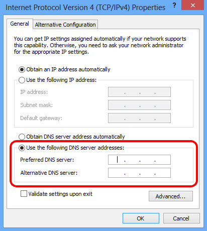 dns server issues in windows 8.1