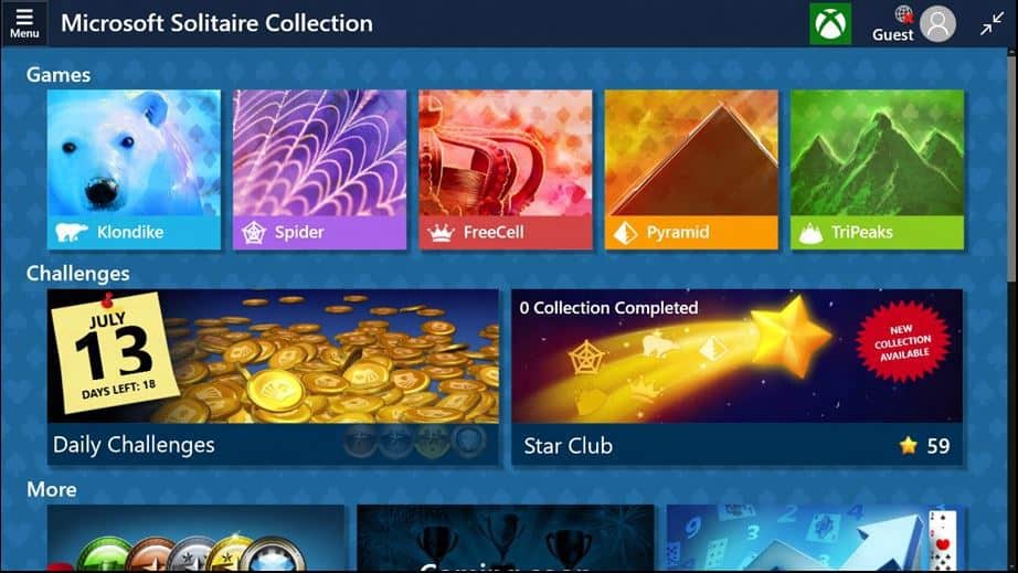 microsoft solitaire collection update windows 10 daily challenge window