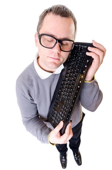 Man keep computer keyboard