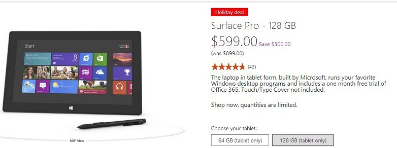 surface pro 128 gb deal