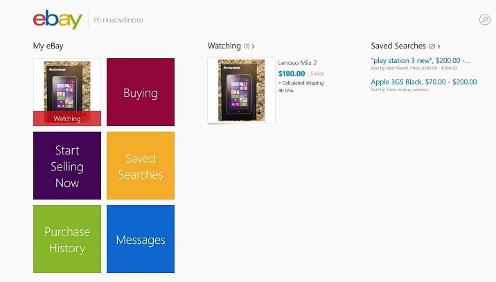 ebay app windows 8