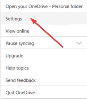 onedrive settings taskbar