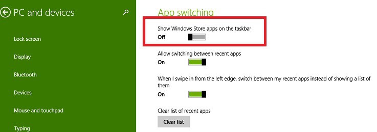 show hide windows store apps taskbar 5