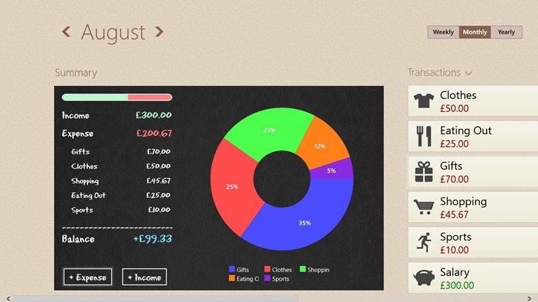 spending tracker windows 8 app