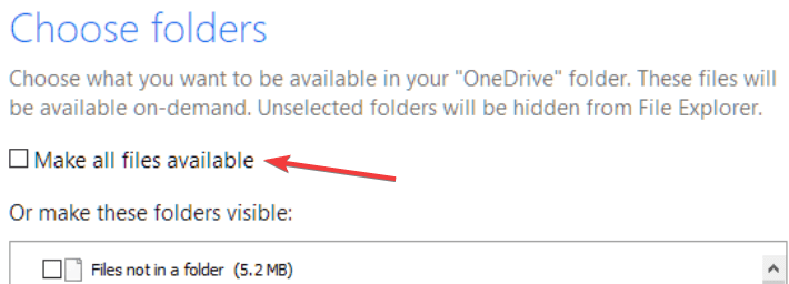 onedrive sync settings all files