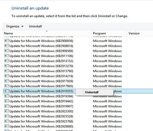 uninstall windows 8.1 update