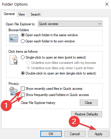 disable quick access file explorer