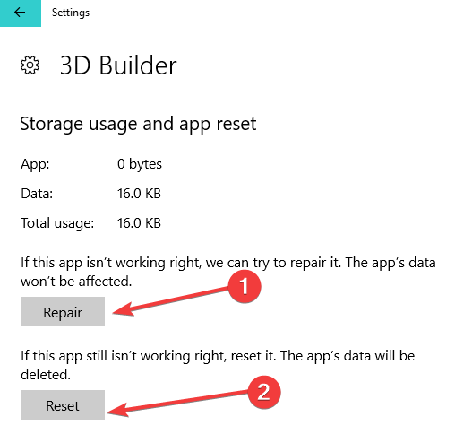 repair reset windows 10 app