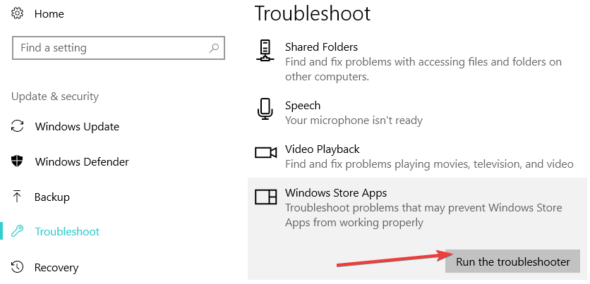 windows store app troubleshooter