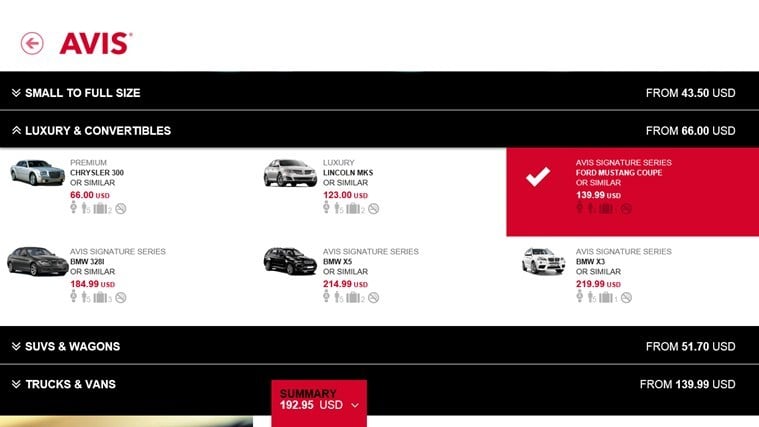 avis windows 8.1 app car rental