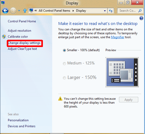 VGA not working in Windows 8