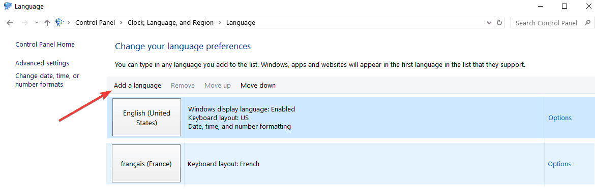 add keyboard language windows 10