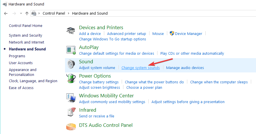 change system sounds windows 10
