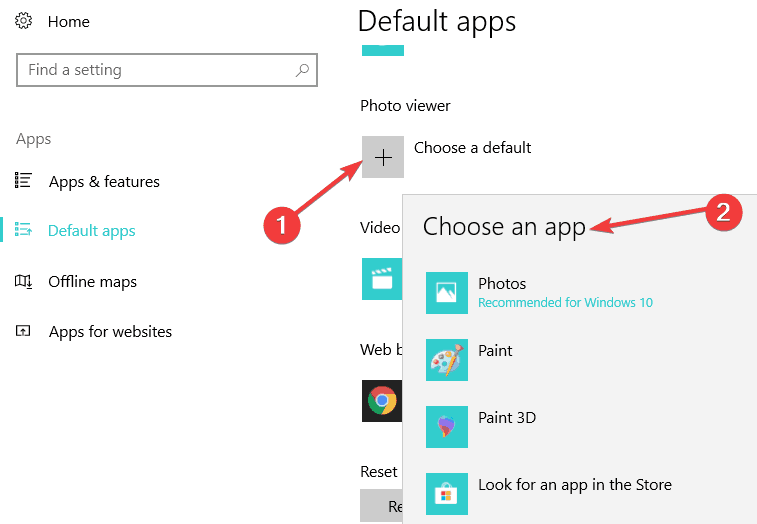 choose default app windows 10