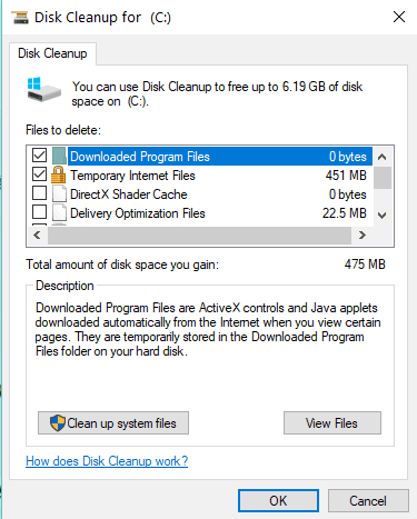 fix disk cleanup issues windows 10