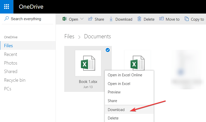 download onedrive files
