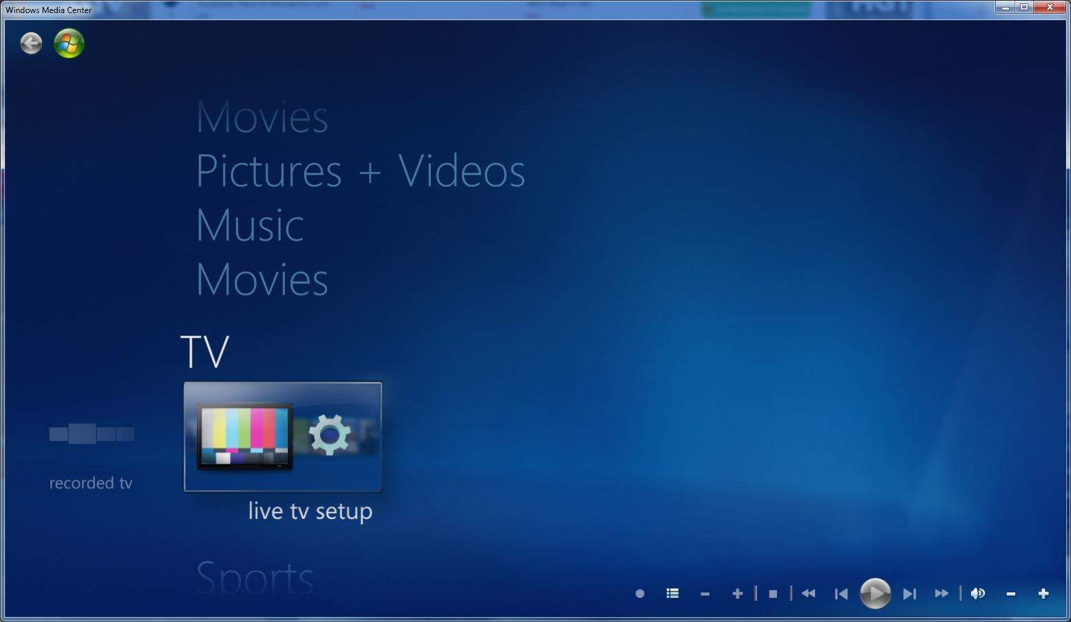 live tv on Windows media center in Windows 8