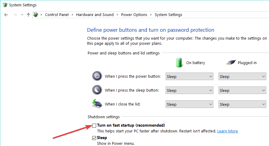 laptop turns off when unplugged windows 10