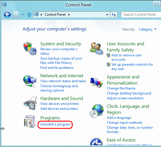 uninstall feature issues in Windows 8