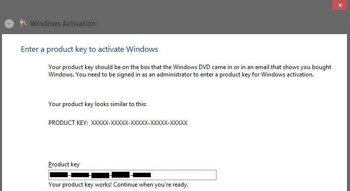 This product key cannot be used to install a retail copy of Windows in Windows 8