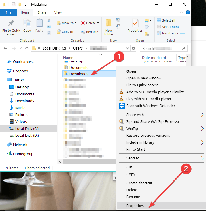 windows 10 default download folder