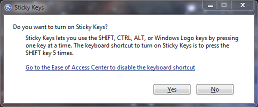 fix sticky keys in WIndows 8 and Windows 10