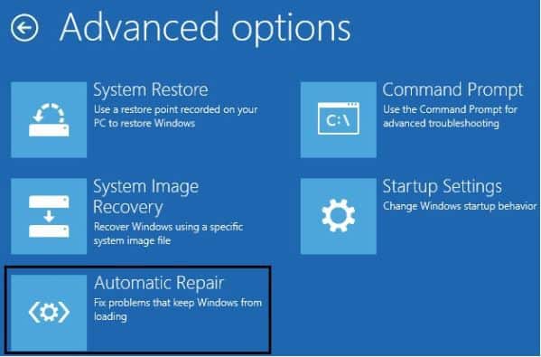 recovery boot configuration data file missing automatic repair option