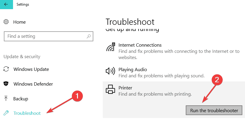 run printer troubleshooter windows 10