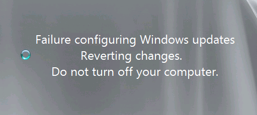 failure configuring windows updates reverting changes windows 7