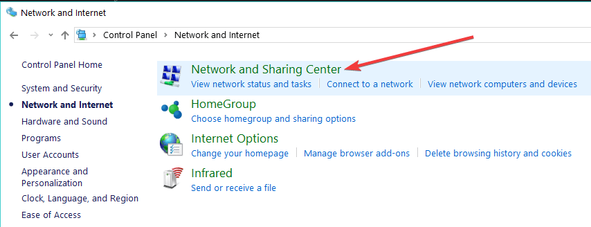 network and sharing center control panel how to solve issues with epic browser on windows 10