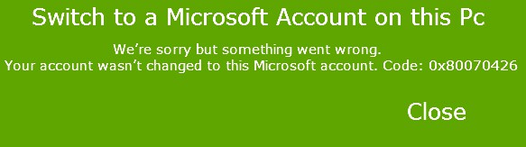 Your account wasn't changed to this Microsoft account in Windows 8.1 or Windows 10 Fix