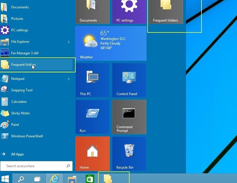 how to pin folders to the start menu in Windows 10