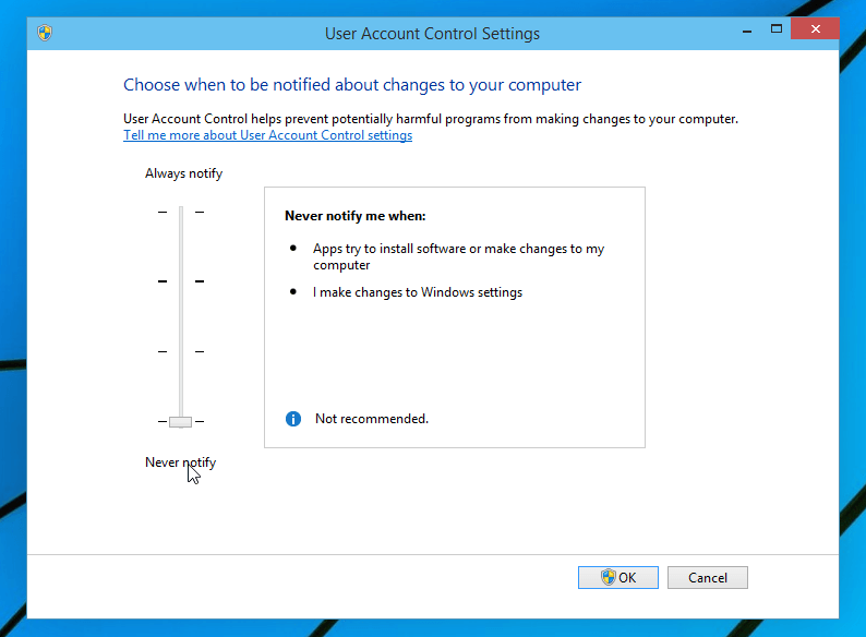 Manage UAC in Windows 10