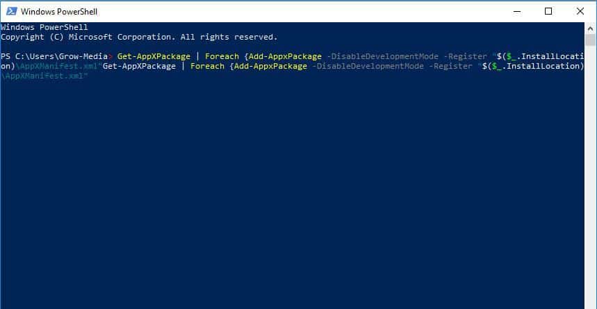 powershell windows with a command line