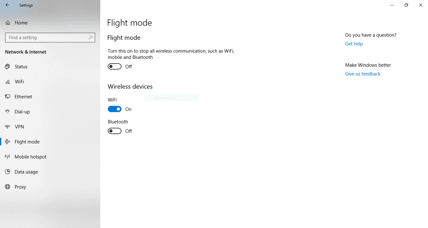 Windows 10 で機内モードをオフにする
