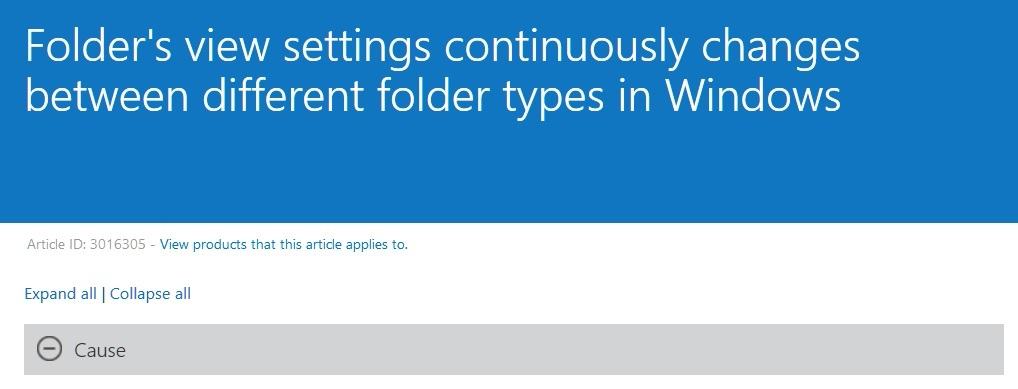 Folder's view settings continuously changes between different folder types in Windows