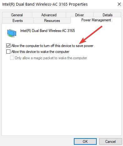 allow computer to turn off wifi to save power