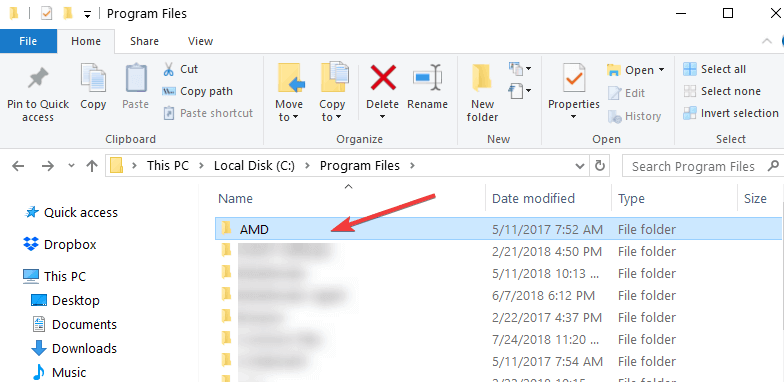 amd install folder windows 10