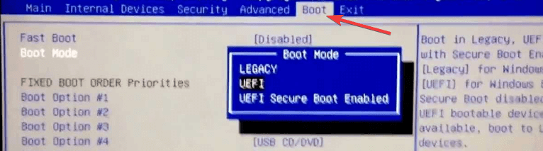boot options BIOS