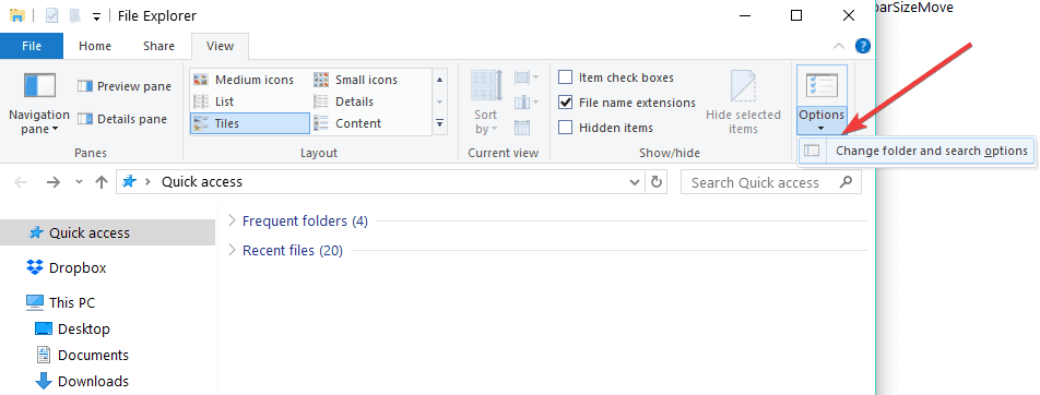 change folder search options windows 10