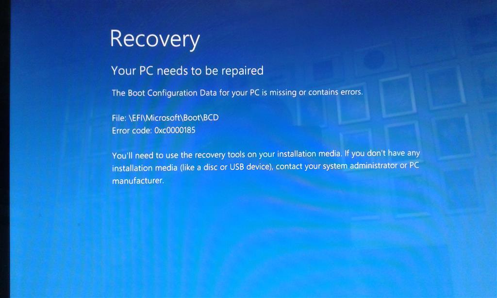 Fix error code 0xc0000185 in Windows 8