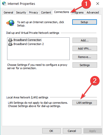 change internet settings windows 10